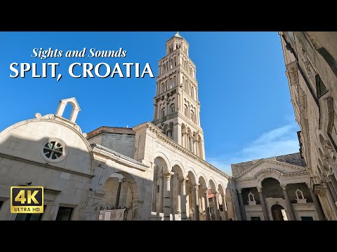 Quick Walking Tour of Split, Croatia (No Commentary) Old Town in 4k