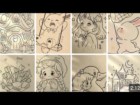 easy and cute cartoon sketches || easy cartoon drawing ideas || aesthetic drawings #drawingideas
