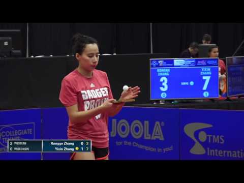 2016 NCTTA Nationals Women's Teams 1/2 Final - Rongge Zhang (Western) vs Yixin Zhang (Wisconsin)