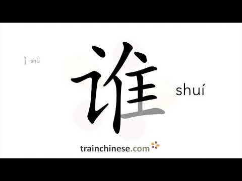 How to write 谁 (shuí) – who – stroke order, radical, examples and spoken audio