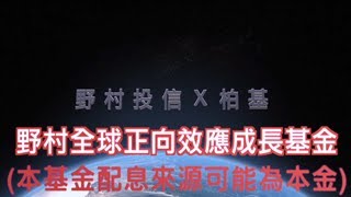 [問題] 野村投信 正向效應成長基金