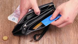 Клатч чоловічий на два відділення з натуральної шкіри з тисненням під крокодила BOND 22044 чорний