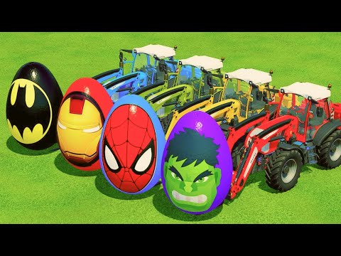 TRANSPORT SUPERHERO EGGS WITH RIGITRAC TRACTORS - Farming Simulator 22