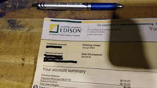 My August 2018 Edison bill! $7.15!