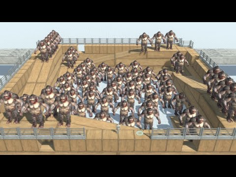 FPS Grenade Launcher Experiment with 100 Mutant Primates Apes Animal Revolt Battle Simulator