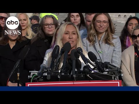 Marjorie Taylor Greene remarks during Epstein survivors press conference