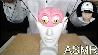 【ASMR】マイクつけたステンレスの耳かきで陶器の顔を雑に耳かき『asmr cleaning / asmr tapping』