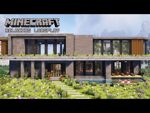 We Built a Peaceful Modern House - Minecraft Relaxing Longplay (No Commentary)