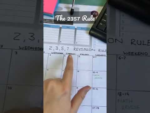 The 2357 rule for Revision | 🎥 @missangler on Tiktok | Study Hack #shorts #youtubeshorts