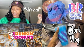 DAY IN THE LIFE OF A DUNKIN DOUGNUTS CREW MEMBER | WORK VLOG | ARIANA WOODS