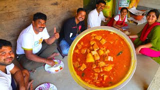 গ্রামের এক কাকিমার হাতে সেরা এঁচোড় চিংড়ি সাথে কাতলা মাছের কালিয়া রান্না খাওয়া | village cooking vlog