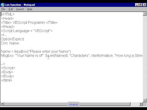 String Size Length Vbscript