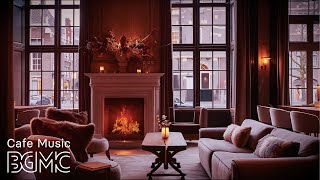 Mellow Coffee Shop Ambience with Smooth Piano Jazz Music & Crackling Fireplace