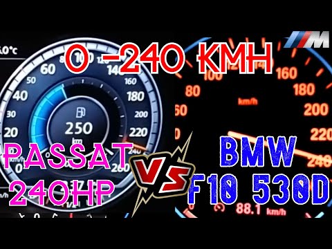 Vw Passat 2.0 Bitdi 240 HP 4motion VS Bmw F10 530D 258 HP Xdrive 0-240 KMh Race