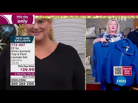 EZ by Nina Leonard Top   Pant Lounge Set