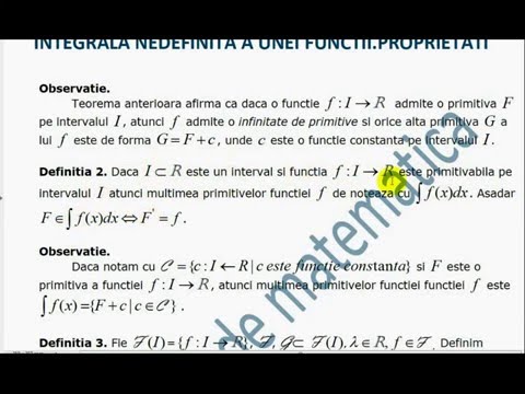XII-Analiza-Primitivele unei functii.Integrala nedefinita,proprietati - notiuni teoretice