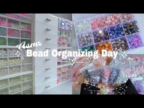 Organize with me: ASMR Beads Organizing Day | Satisfying Bead Organization 🎀✨