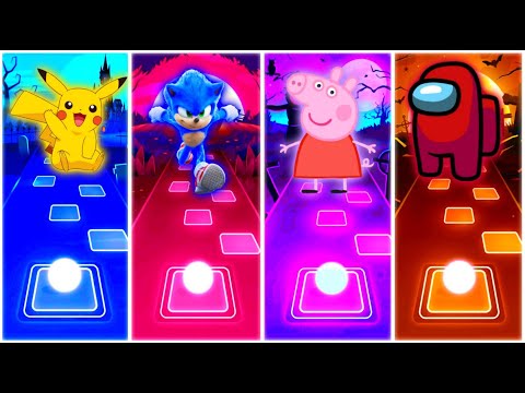 Pikachu vs Sonic vs Peppa Pig vs Among Us | Tiles Hop EDM Rush – Best Music Game