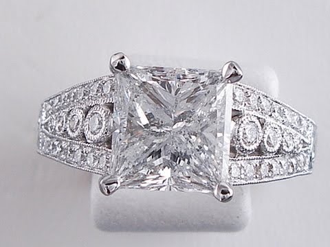 3.00 ctw Princess Cut G SI2 Diamond Engagement Ring - BigDiamondsUSA