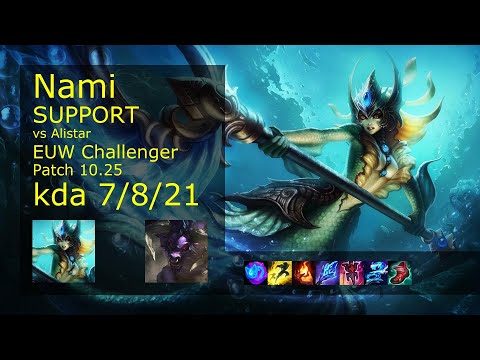 Nami Support vs Alistar - EUW Challenger 7/8/21 Patch 10.25 Gameplay