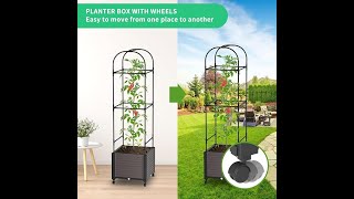 DoCred Raised Garden Bed Planter Box with Wheels, Tomato Cage Planter Raised Garden Bed