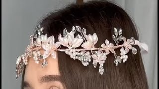 Oriamour Wedding Headband Bridal Headpiece Flower Design With Genuine Freshwater Pearls And Ribbons