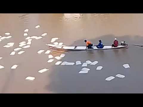 caminhão carregado de farinha perde freio no porto de Porto Walter  e  cai no Rio Juruá. .