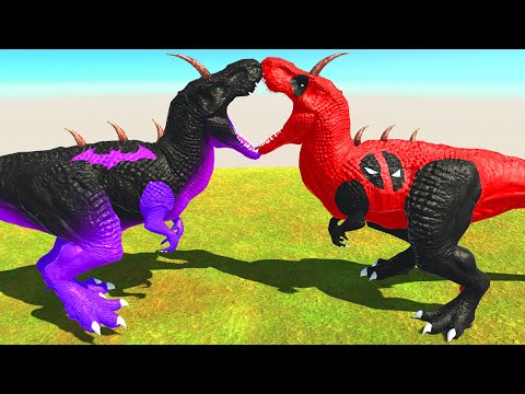 DINOSAUR T-REX TIM vs DEAD POOL T-REX vs GOKU GORO  DEATH RUN - Animal Revolt Battle Simulator ARBS