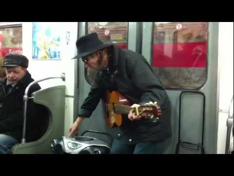 Funny guy dancing in Saint Petersburg Metro