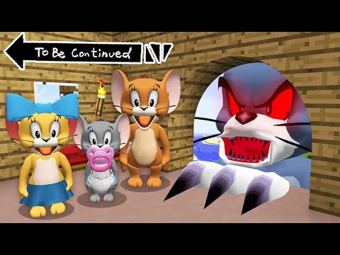 JERRY FAMILY vs GIANT SCARY TOM in Minecraft ! Real Tom and Jerry - GAMEPLAY Movie Trap