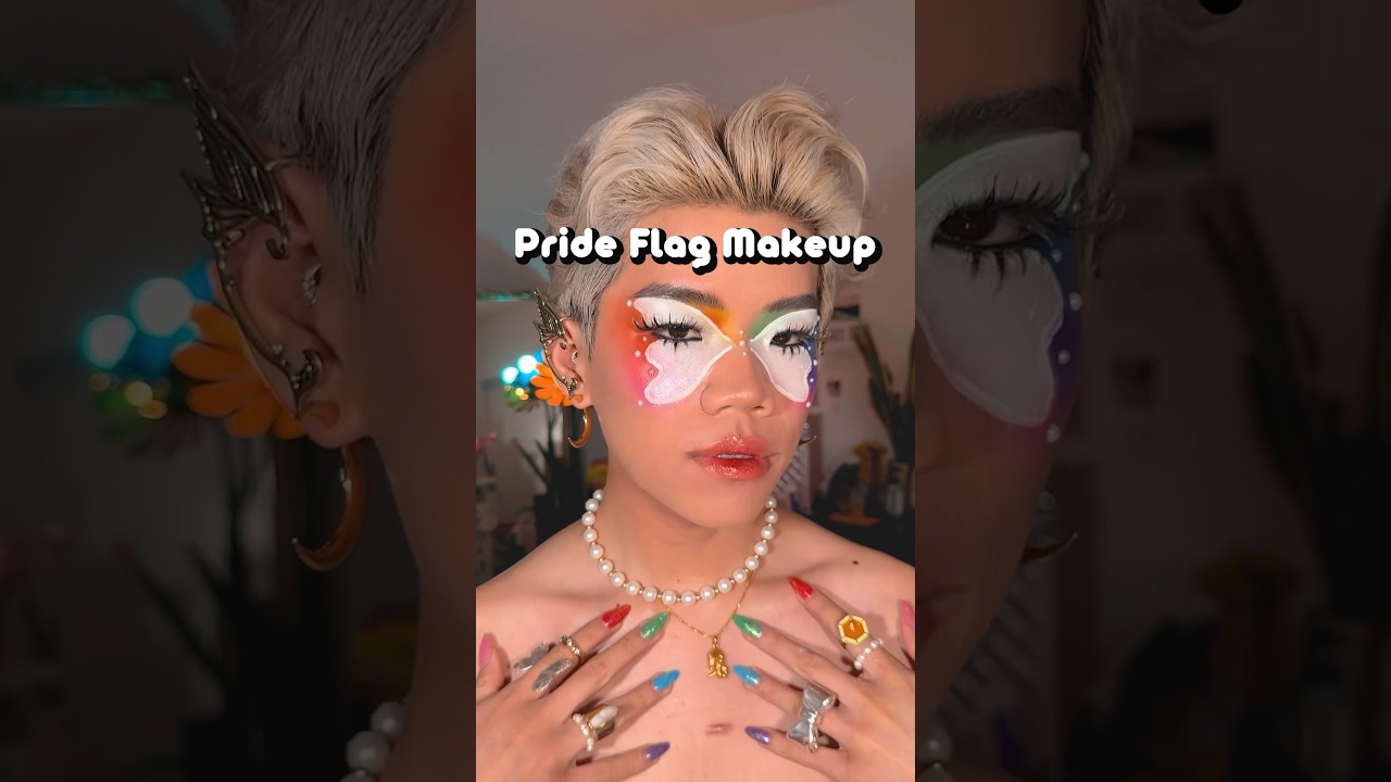 Pride Flag Makeup Tutorial 🏳️‍🌈 #lgbt #shorts #makeup