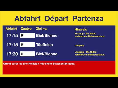 Aare Seeland mobil Info - Lattrigen - Bahnersatz infolge Kollision mit einem Strassenfahrzeug
