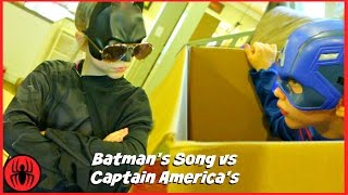 Batman Song vs Captain America BATMAN IS COOL superhero real life movie SuperHeroKids