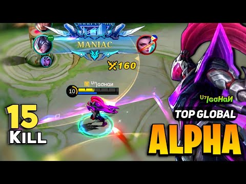 MANIAC! Alpha Best Build 2023 [ Alpha Abyss Skin Gameplay ] By ᵁ⁷|ɢσнαи - Mobile Legends