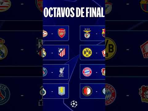 ¡Definidos los octavos de final!Así quedan los partidos🔥8tvos de final de la Champions League.🔥