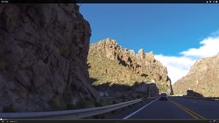 preview picture of video 'Superior, Arizona Tunnel to Gold Canyon, AZ on US Route 60 Highway, Rear View, GP016625'