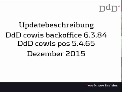 Updatebeschreibung Dezember 2015 / DdD COWIS – Warenwirtschaft, Kassensoftware & E-Commerce