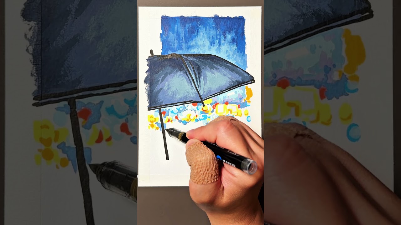 The Way Home Beneath the Umbrella #art #acrylicscenery #painting #relaxing