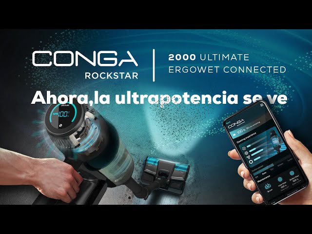 Aspirador sem Fio Cecotec Conga Rockstar 2000 Ultimate ErgoWet Connected 680W 90 min Depósito 600 ml video