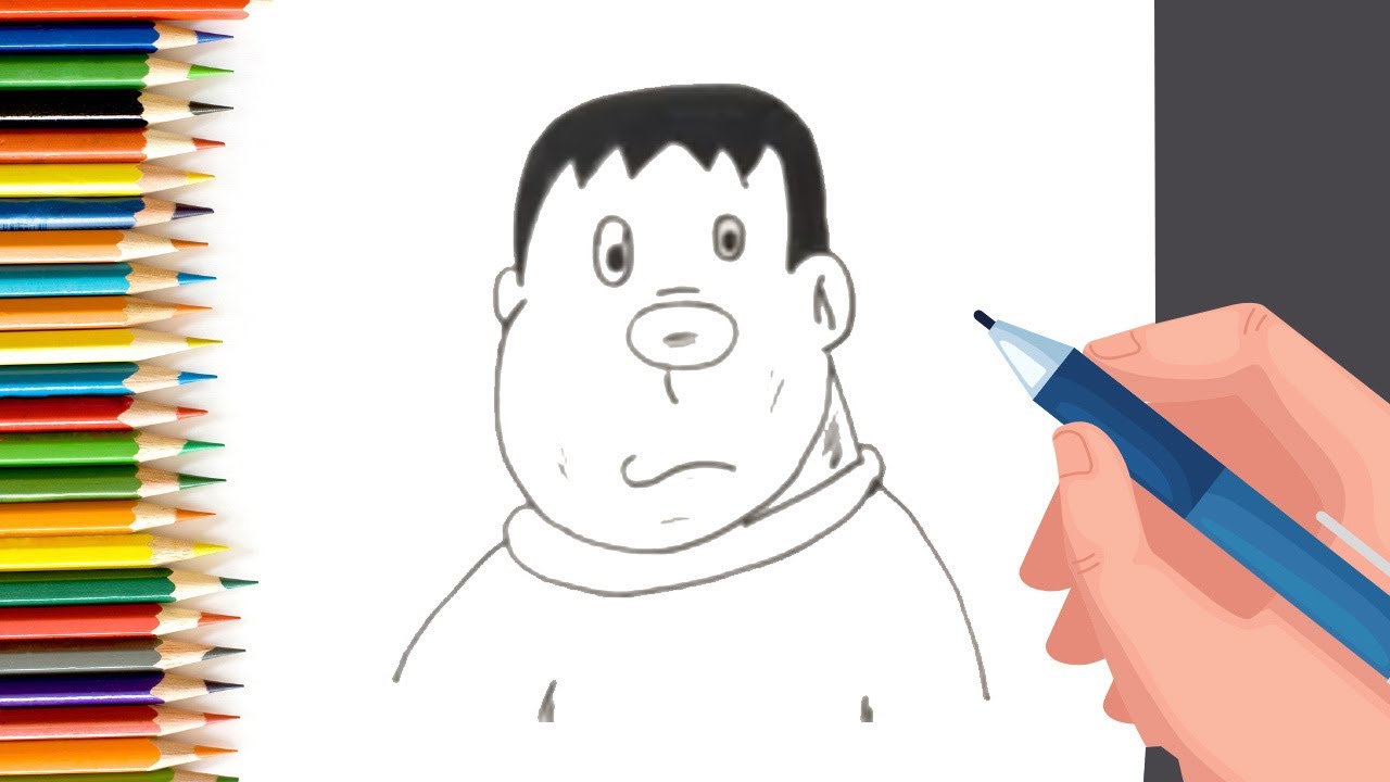 How to Draw Gian from Doraemon