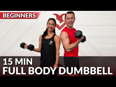 15 Min Beginner Workout at Home with Dumbbells for Women Men Full Body Strength Training Over 50 40