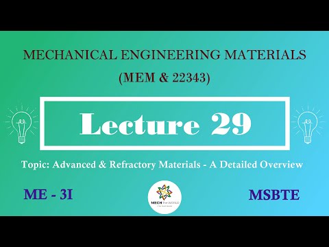 Lecture 29 Advanced & Refractory Materials  - A Detailed Overview MEM