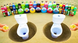 Download Lagu Experiment: Balloons of Big Coca Cola and Mentos, Mtn Dew, Fanta, 7up in Double Toilet Underground Thumbnail