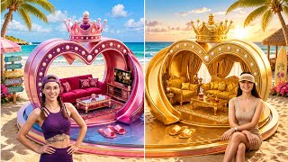 تحدي يوم على الشاطئ: فاخر ضد اقتصادي! 🌊💰
