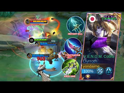 HACK DAMAGE💀DYRROTH ONE HIT BUILD 2024 | 100% BROKEN