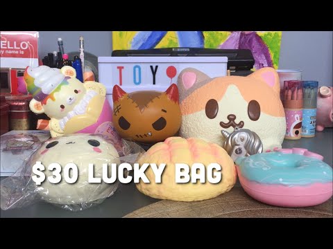 $30 Squishy Shop Lucky Bag Grab Bag Sept 2018 | Toy Tiny Video