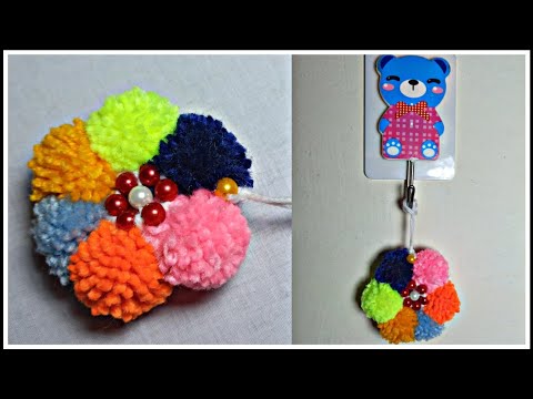Super Easy Pom Pom Flower Making Ideas with Finger DIY Pom Pom Easy Woolen Flower by |Crafty Stitch|