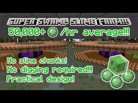 Fast Slime Farm Practical Design Minecraft 1.20, 50K + Slimeballs per hour