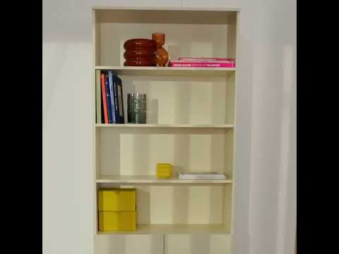 Video Molly - Biblioth&egrave;que 4 niches, 2 portes en bois et m&eacute;tal H200cm