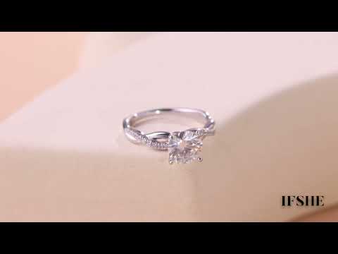 Women Moissanite Ring Round Shaped 2 Carat Sterling Silver